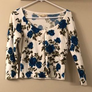 Forever 21 cropped cardigan: blue floral